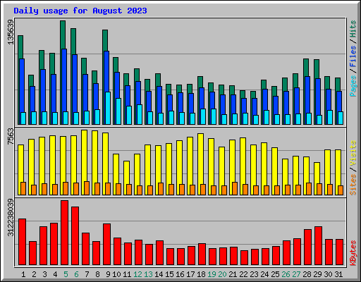 Daily usage for August 2023