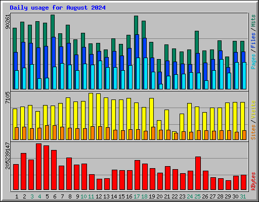 Daily usage for August 2024