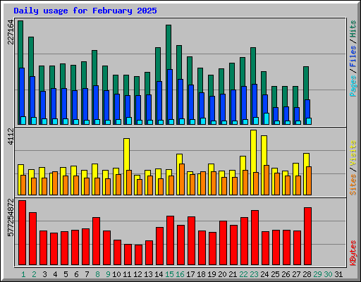 Daily usage for February 2025