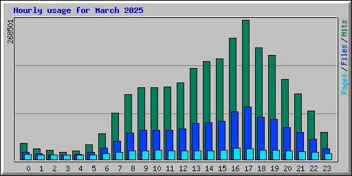 Hourly usage for March 2025